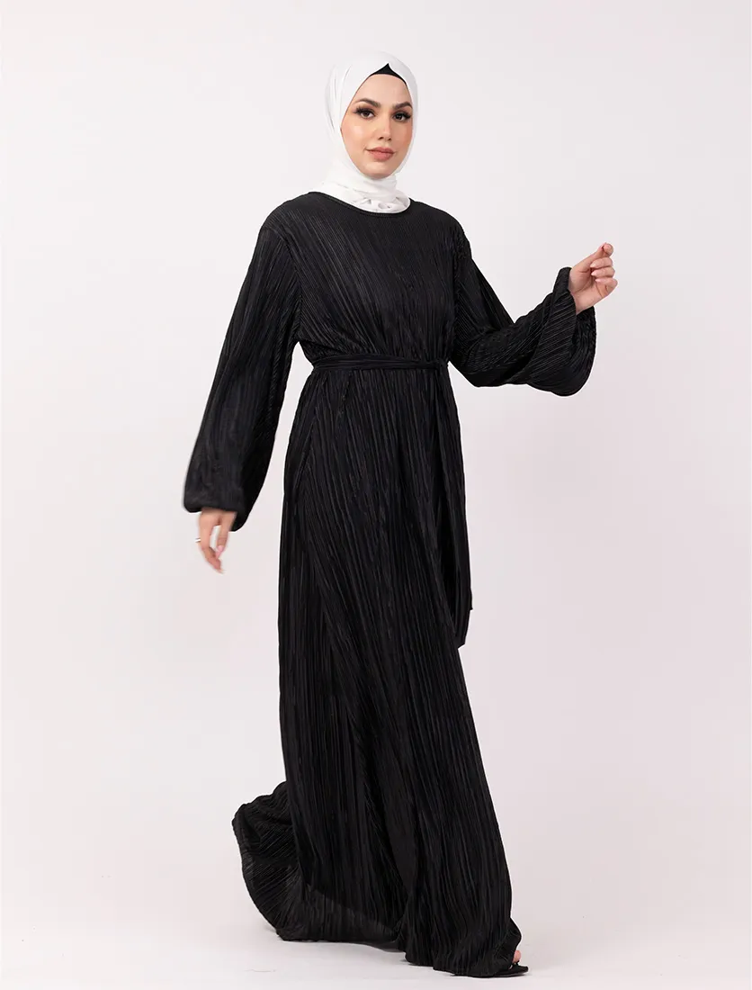 Black Plisse Abaya